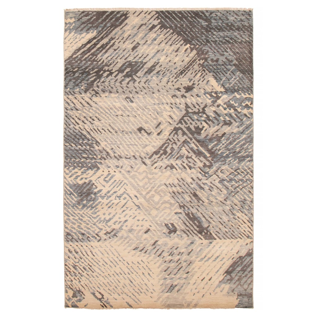 ECARPETGALLERY Hand-knotted Mystique Light Grey Wool Rug - 6' 7" x 10' 2"