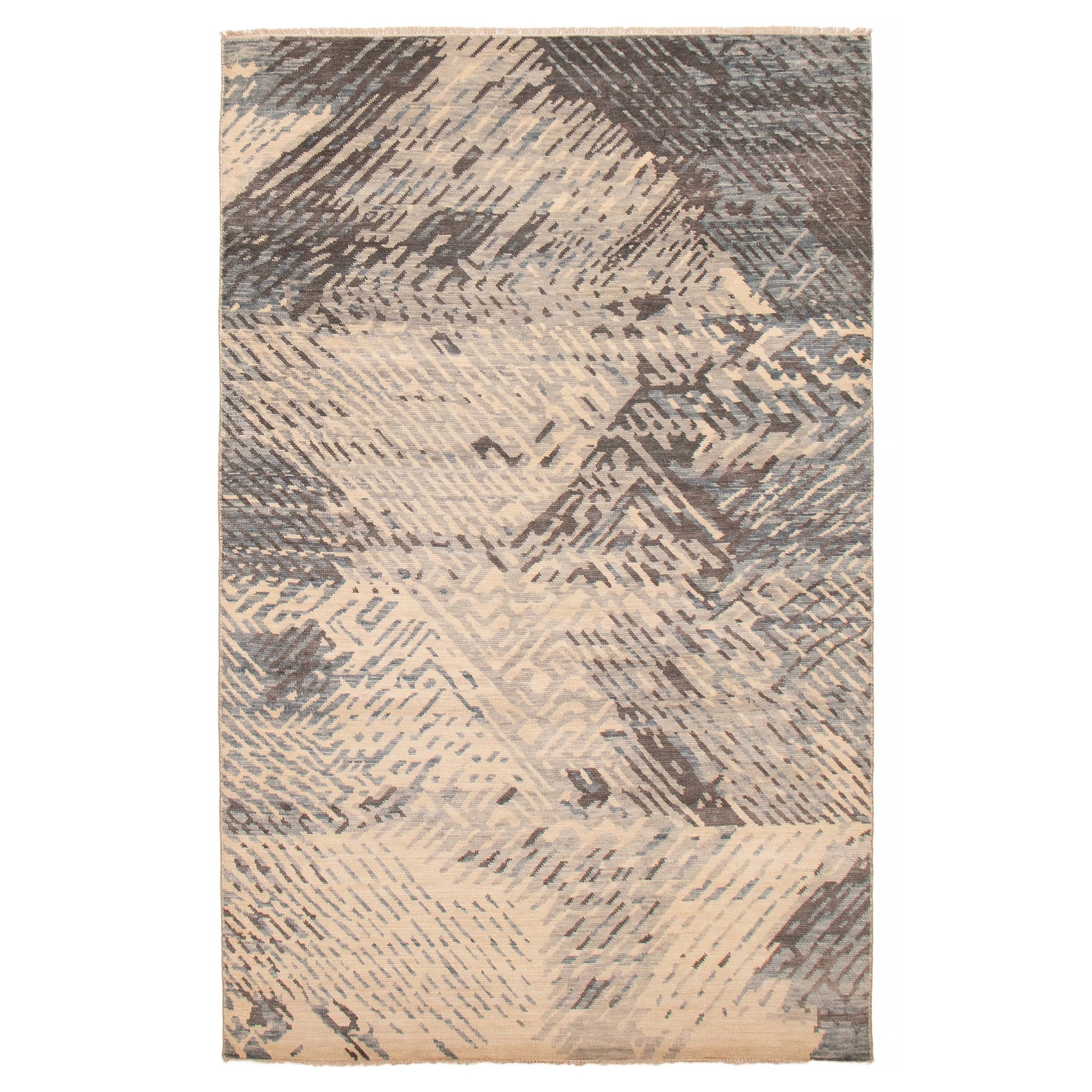 ECARPETGALLERY Hand-knotted Mystique Light Grey Wool Rug - 6' 7" x 10' 2"