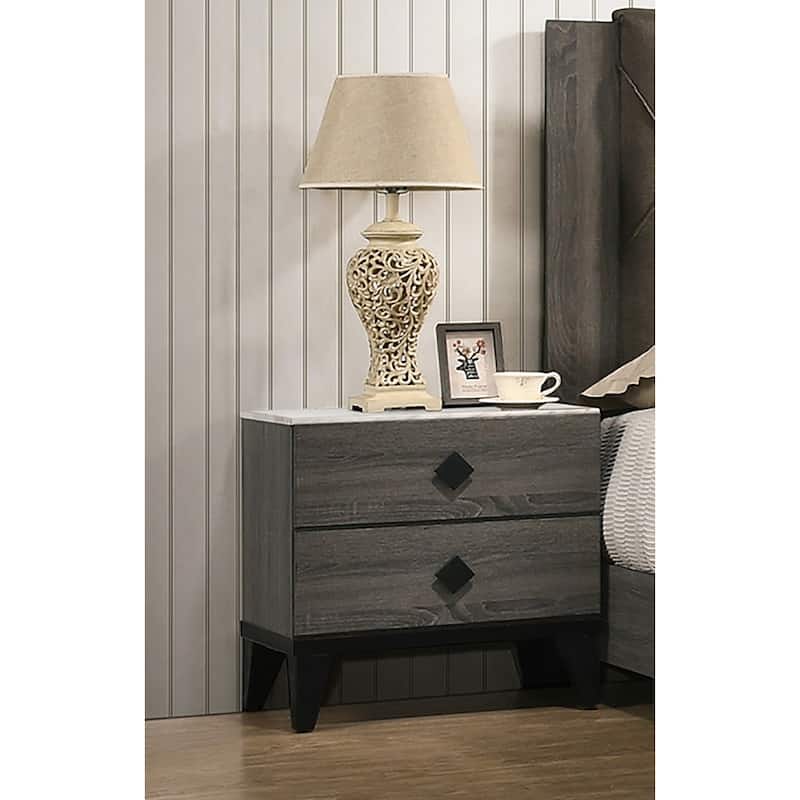 Two-tone Wooden Nightstand with 2 Drawers