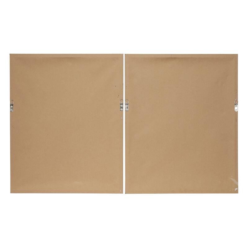 White Polystone Deer Home Wall Decor with Silver Frame (Set of 2)