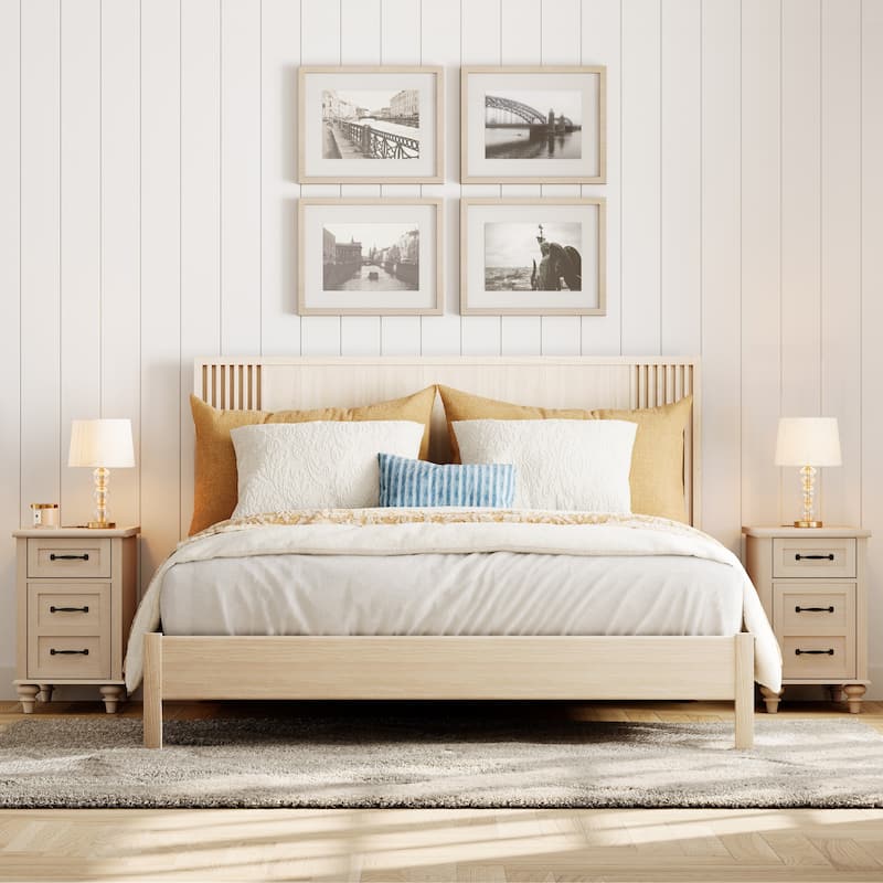 Nightstand End Table With Charging Station for Living Room Bedroom