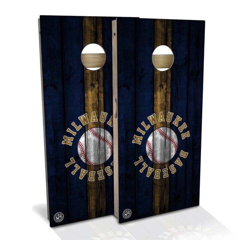 Milwaukee Baseball Outdoor Cornhole Board Set - Backyard 2x4 - NO Accessories