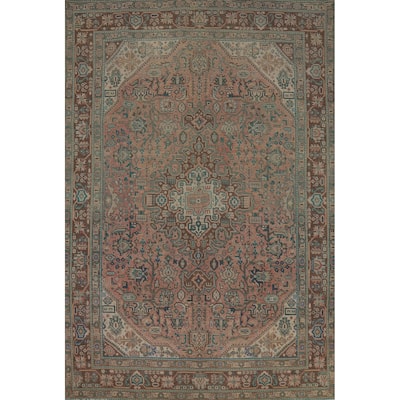 Pink Vintage Tabriz Persian Area Rug Handmade Wool Carpet - 6'4" x 9'7"