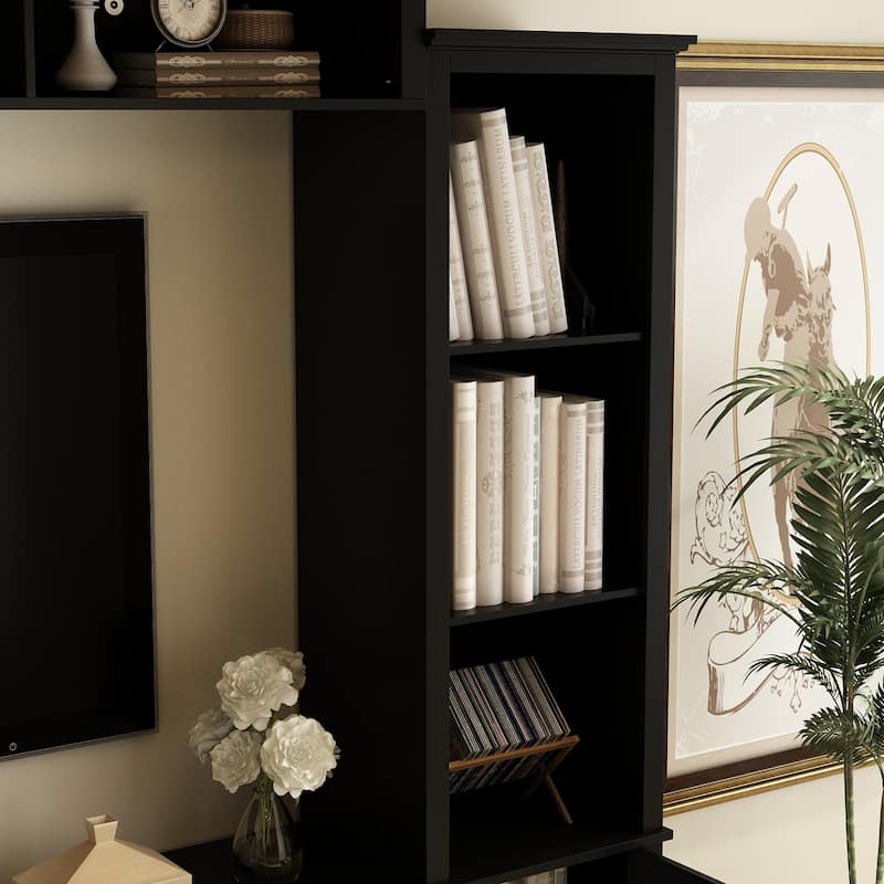 Large Modern Wood Entrainment Centers in White TV Stand Wall Cabinet