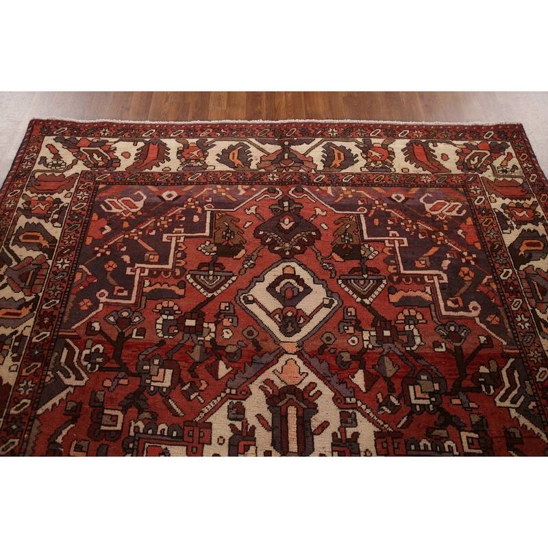 Geometric Bakhtiari Persian Vintage Area Rug Handmade Wool Carpet - 6'8"x 10'6"
