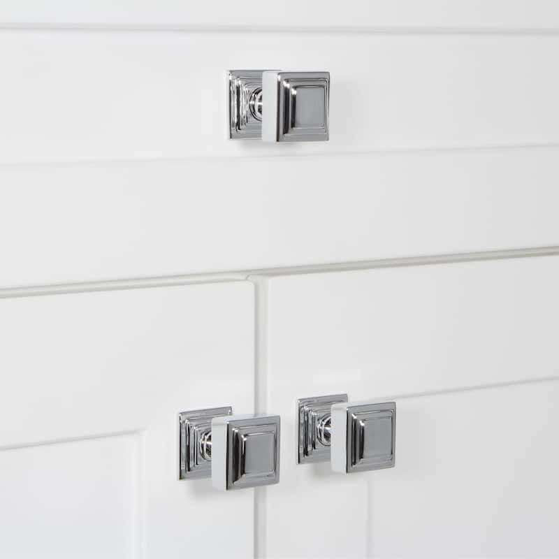 Grandeur CARR-BRASS-KNOB-CARR Carre 1-1/4" Solid Metal Stepped Square