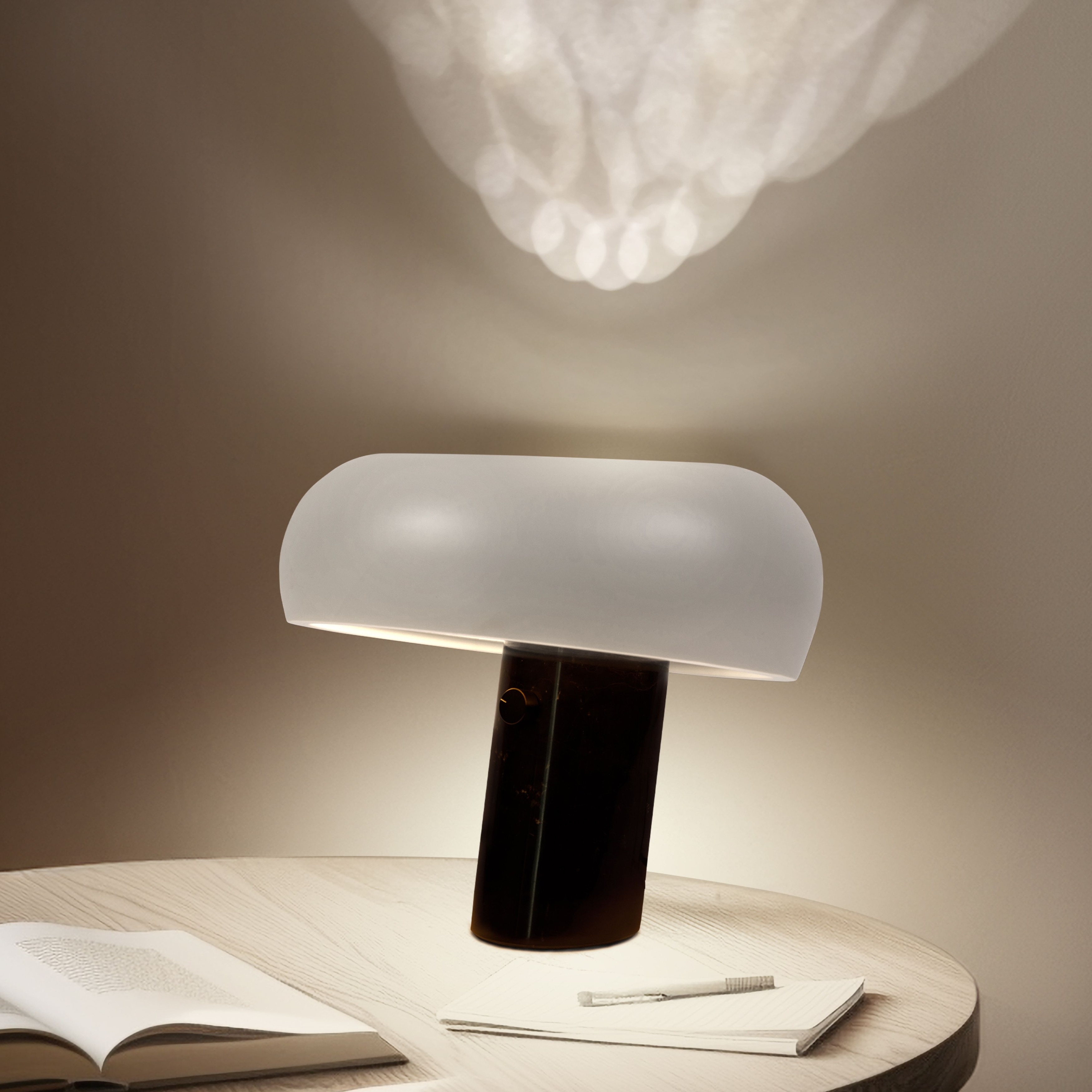Brightech Kingpin 10 in. Classic Black Modern Integrated LED Novelty Bedside Desk Table Lamp with Ivory Iron Rounded Shade