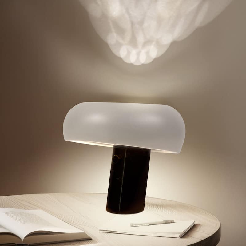 Brightech Kingpin 10 in. Classic Black Modern Integrated LED Novelty Bedside Desk Table Lamp with Ivory Iron Rounded Shade