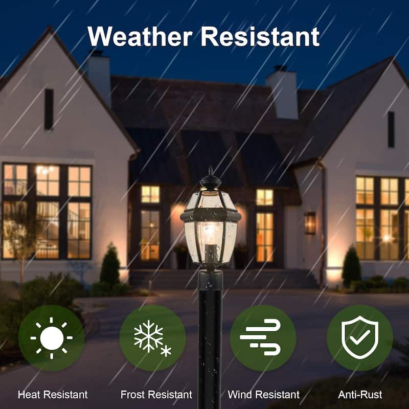 15" Post Light Fixture Waterproof Aluminum Housing with Glass