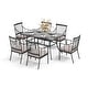 preview thumbnail 34 of 38, MAISON ARTS 7-Piece Patio Dining Set Steel Panel Table & 6 Dining Arm Chairs