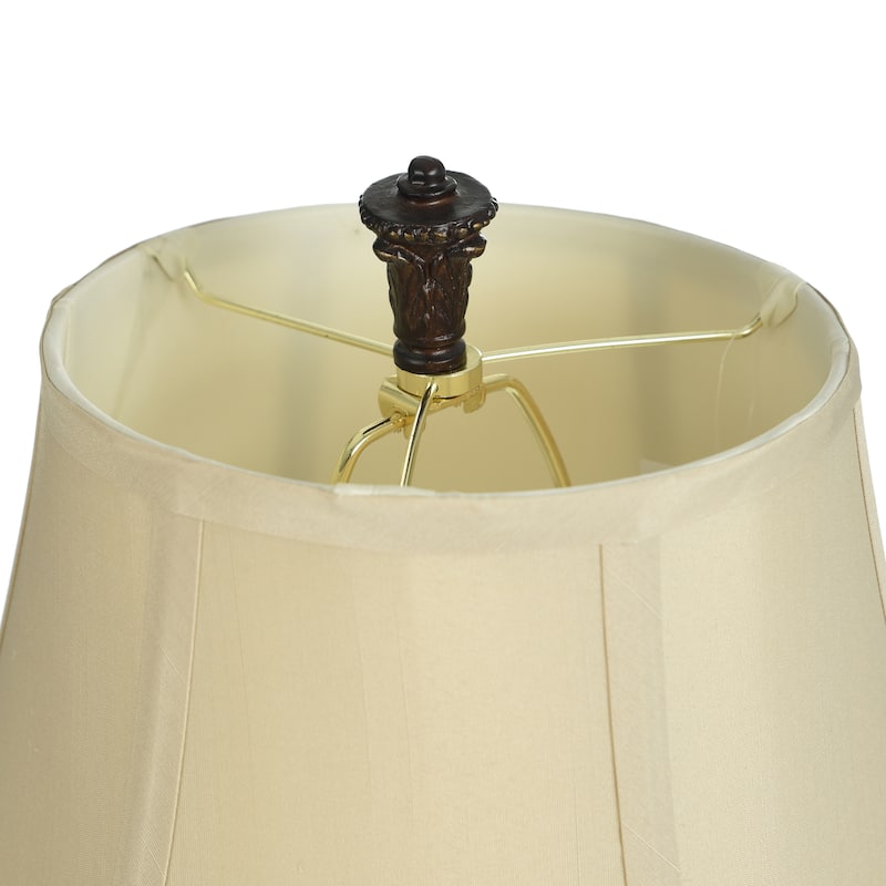 StyleCraft Lainey Table Lamp - Brown Finish - Cream/Light Beige Bell Shaped Shade