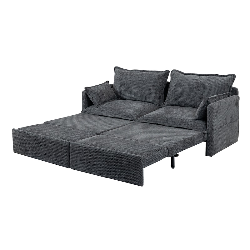 GDFStudio - Harper Lane Corduroy Convertible Sofa Bed with USB Charging & Side Storage for Cozy Apartment Living