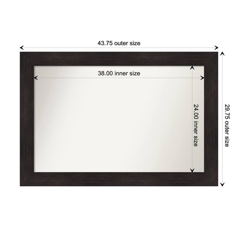 Furniture Espresso Framed Non-Beveled Custom Wall Mirror, Bathroom Vanity Mirror - Outer Size: 43.75 x 29.75