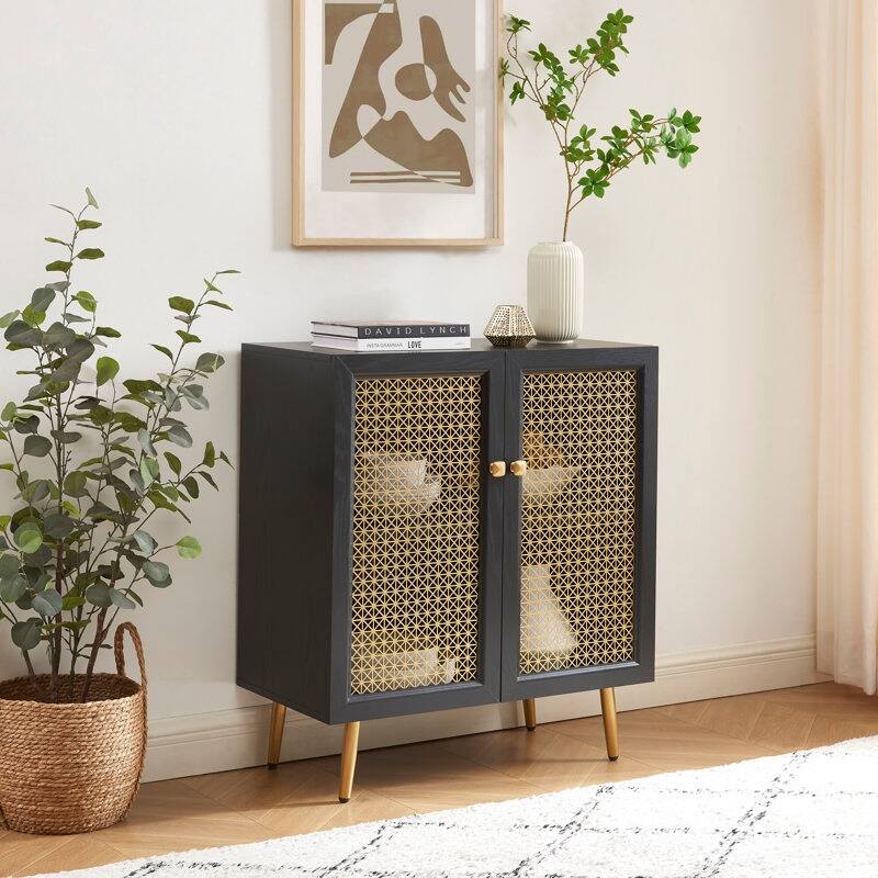 30.8'' W Wood Buffets and Sideboards Storage Cabinet - Black