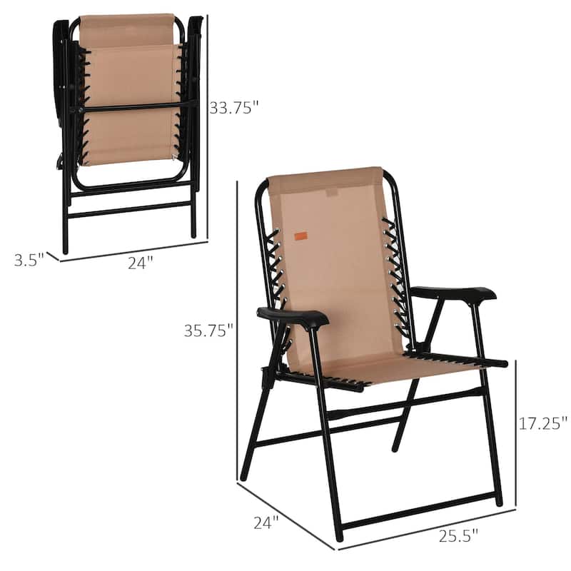 Patio Folding Bungee Chair,Outdoor Sling Seat,Armrests,Portable Lawn