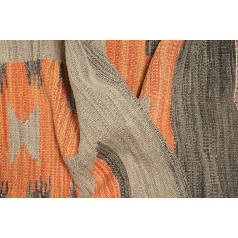 Hand Woven Oriental 100% Wool Carpet Southwestern Tribal Oranges & Rust Kilim Area Rug - 4' 2'' X 2' 0''