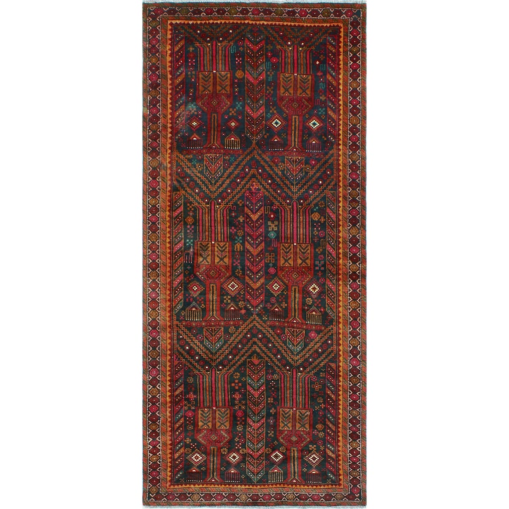 Fine Vintage Distressed Huxley Charcoal/Brown Runner - 4'0" x 9'2"