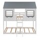 preview thumbnail 5 of 21, Designs Low Bunk Bed Twin Over Twin , Wood House Bunk Bed with Roof, Window, Guardrail, Ladder for Kids