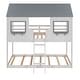 preview thumbnail 14 of 17, Playhouse Design Twin Over Twin Bunk Bed Wood Bed with Roof, Window, Guardrail, Ladder
