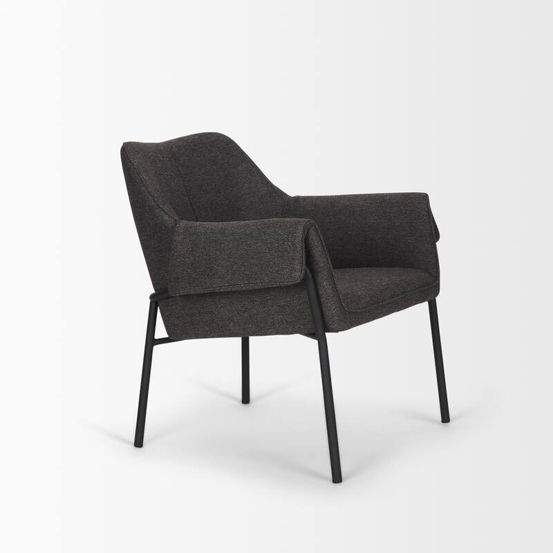 Brently Accent Chair w/ Cream Boucle Fabric & Matte Black Metal Legs