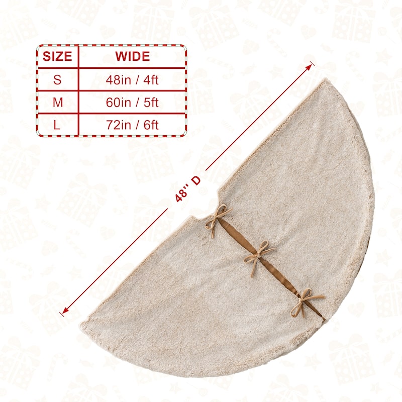 Glitzhome 48"D or 60"D Soft Fake Rabbit Fur Christmas Tree Skirt