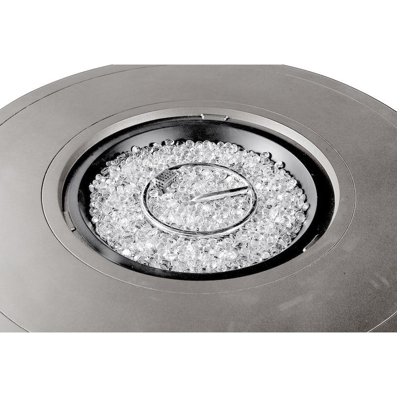 Round 44 in. x 44 in. Aluminum Propane Fire Pit Table with Glass Beads, Two Covers, Lid, 57,000 BTUs - N/A