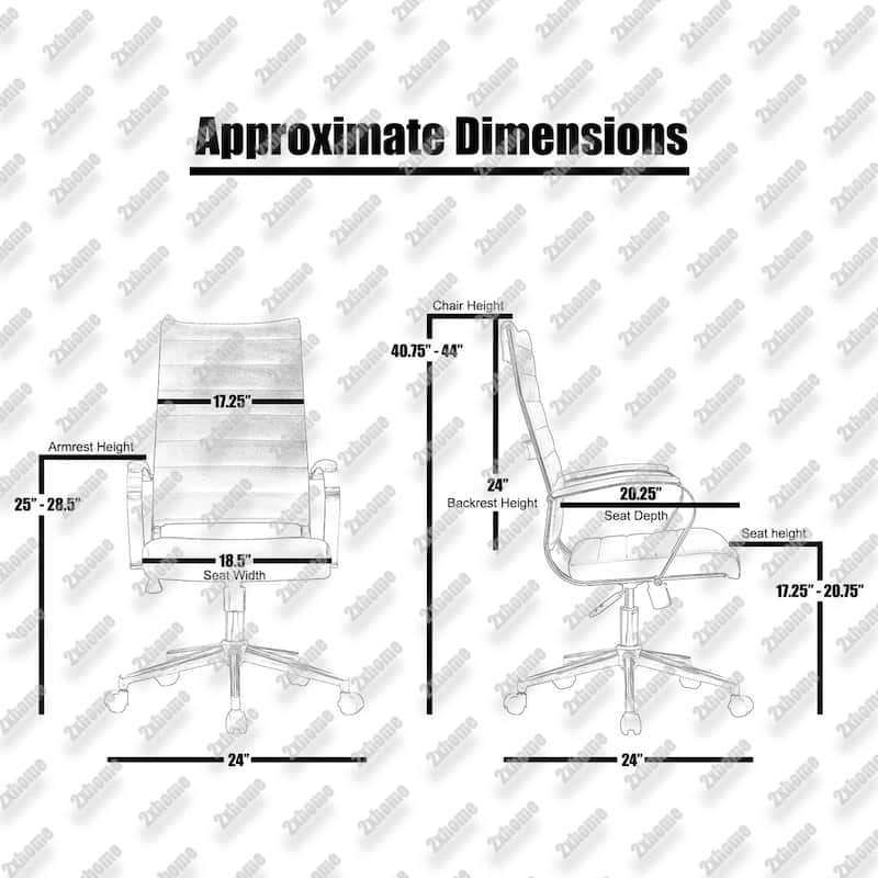 Modern Ergonomic Office Chair: Mid Back, PU Leather, Arms, Tilt, Adjustable Height, Wheels, Swivel