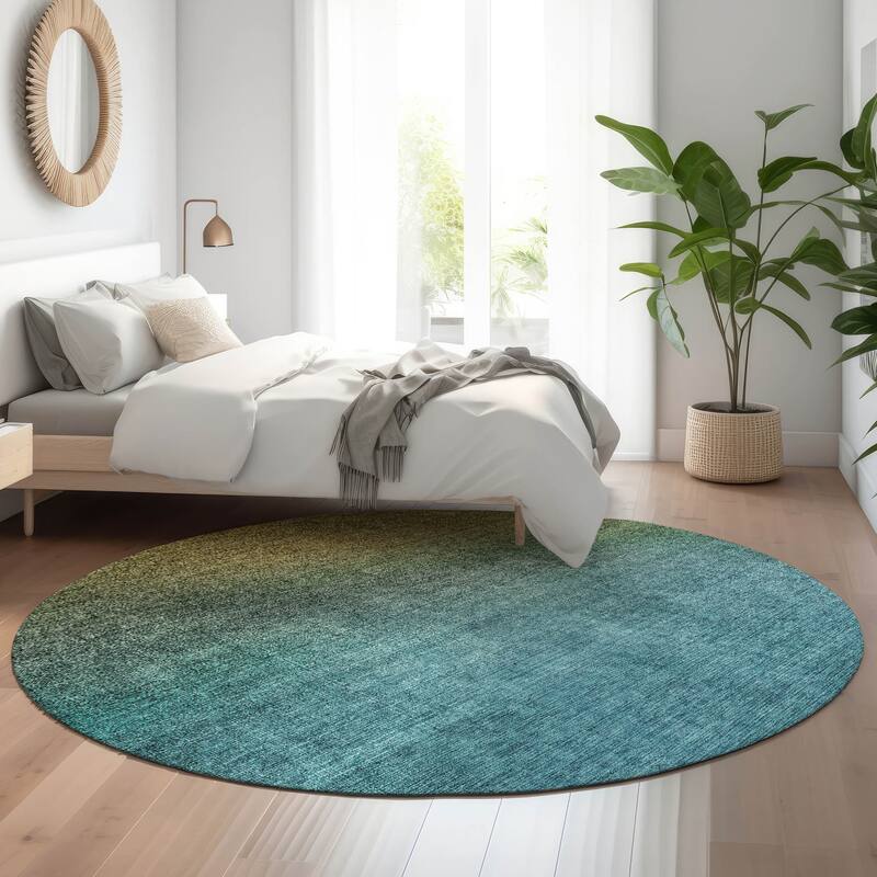 Premium Washable Super Soft Modern Ombre Mayfield Rug - Brown - 8' x 8' - Round