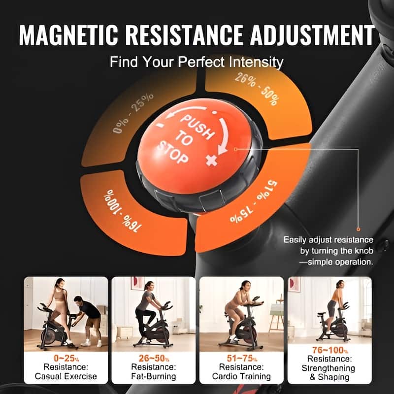 Black Carbon Steel Magnetic Bike with LCD, 40lbs Flywheel & Wheels - 43.70x21.26x49.02 inch