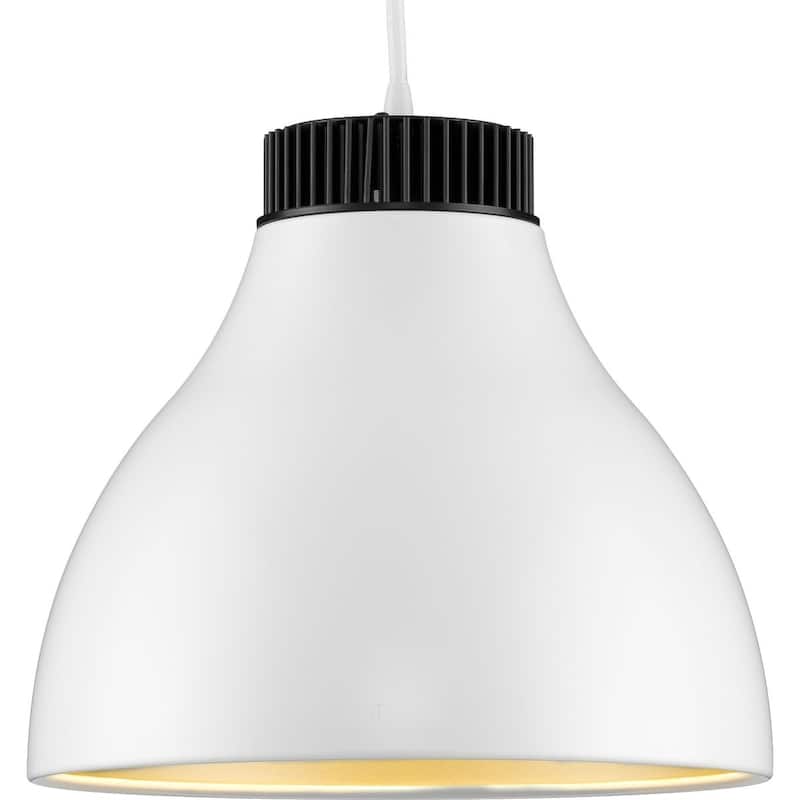Radian LED Collection Modern Satin White Metal Pendant - 10.6 in x 10.6 in x 10 in - 10.6 in x 10.6 in x 10 in