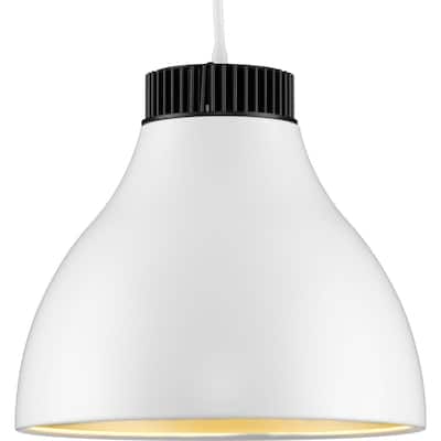 Radian LED Collection Modern Satin White Metal Pendant - 10.6 in x 10.6 in x 10 in