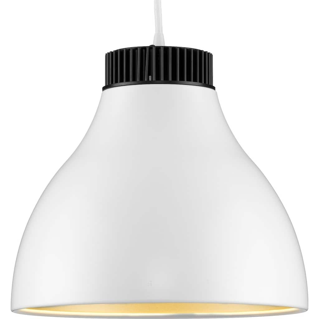Radian LED Collection Modern Satin White Metal Pendant - 10.6 in x 10.6 in x 10 in