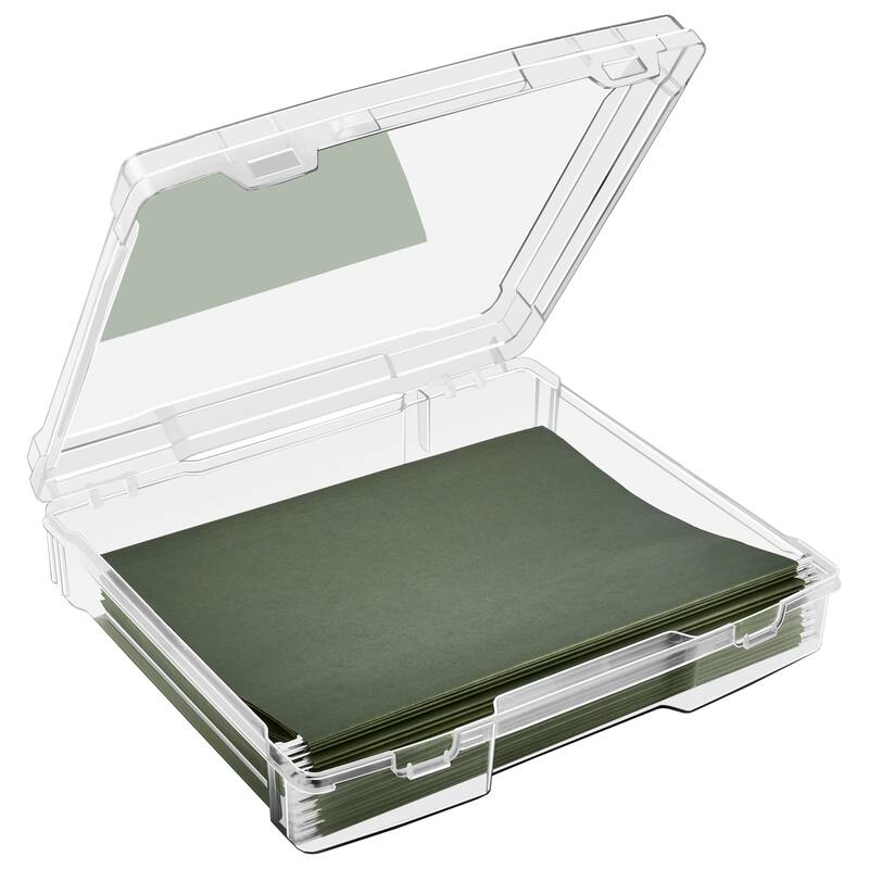 Sorbus Single-Piece Wide Hanging File Organizer Bin, Interior 10"x12" Clear Plastic Stackable for Document Storage - Clear - File Storage Box - Plastic