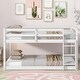 preview thumbnail 1 of 6, White Twin over Twin Size Solid Rubber Wooden Loft Bed with Ladder, Platform of Strengthened Slats White