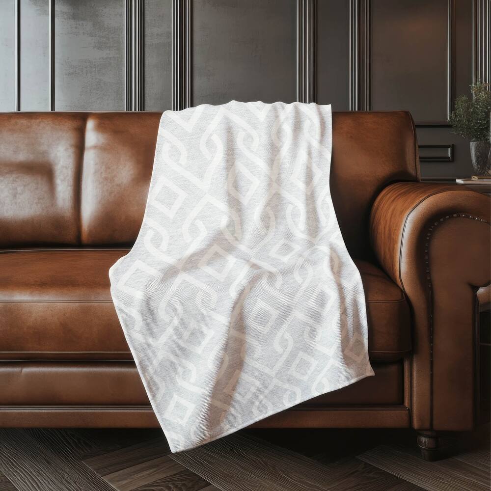 Premium Machine Washable Modern Scroll Sherpa Throw Blanket