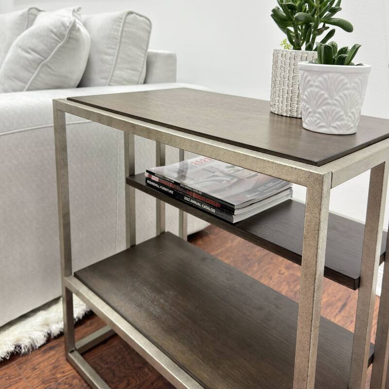 Roundhill Furniture Padena 3-Piece Metal Frame Wood Living Room Coffee Table and 2 End Tables Set