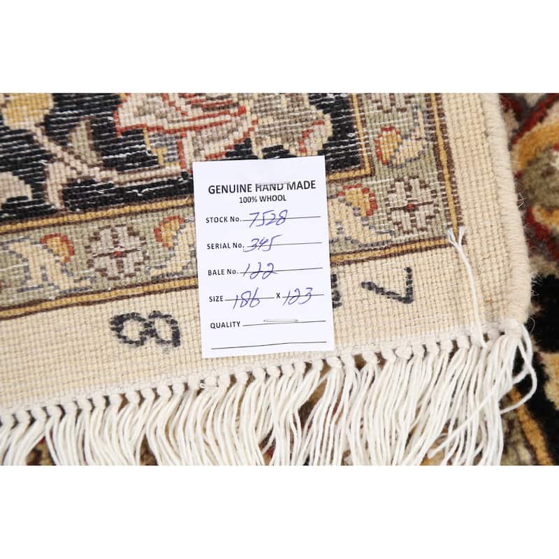 Vegetable Dye Wool/ Silk Floral Tabriz Oriental Area Rug Hand-knotted - 4'0" x 6'2"
