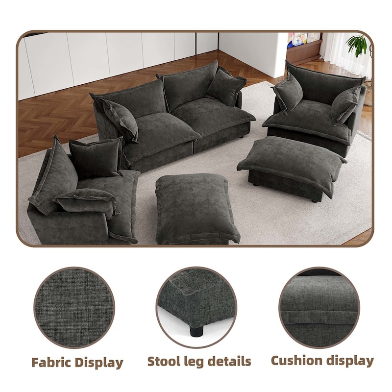 Double Layer Cushion Comfy Cloud Modular Sectional Sofa Set