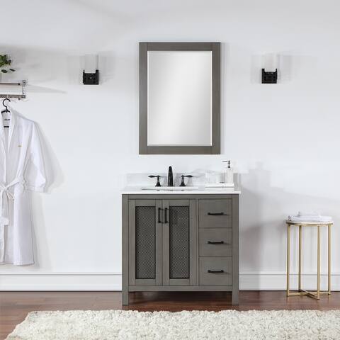 Altair Hadiya Bathroom Vanity with Composite Stone Countertop and Mirror