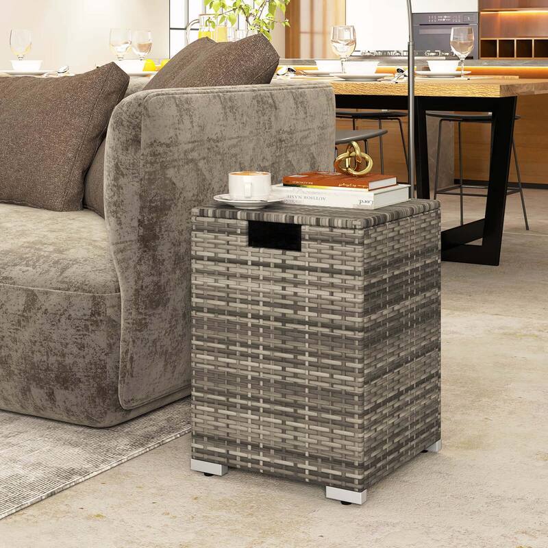 Costway 16" Rattan Propane Tank Cover Hideaway Side Table 20 lbs - See Details