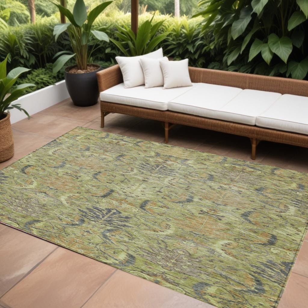 HomeRoots Damask Transitional Rectangle Outdoor Rug