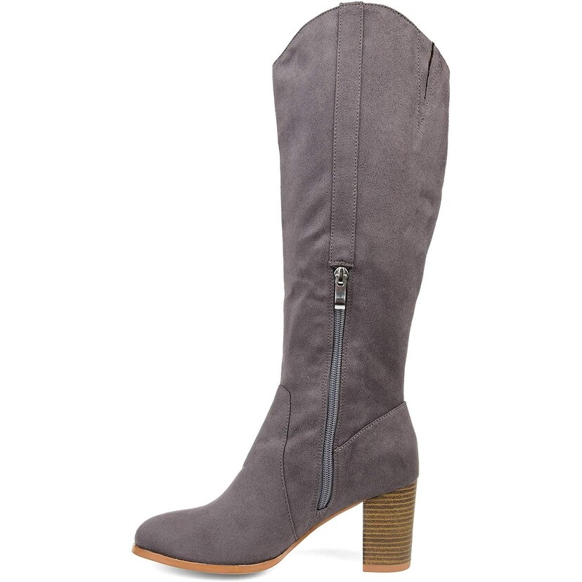 Extra Wide Calf Knee-High Heeled Boot Wide Calf Brinley Co Womens Regular
