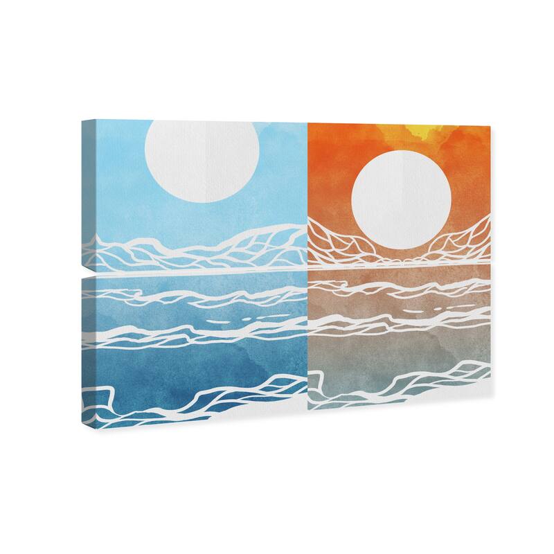 Wynwood Studio Canvas Abstract Gradient Waves Set Blue and Mid-Century Modern Wall Art Canvas Print