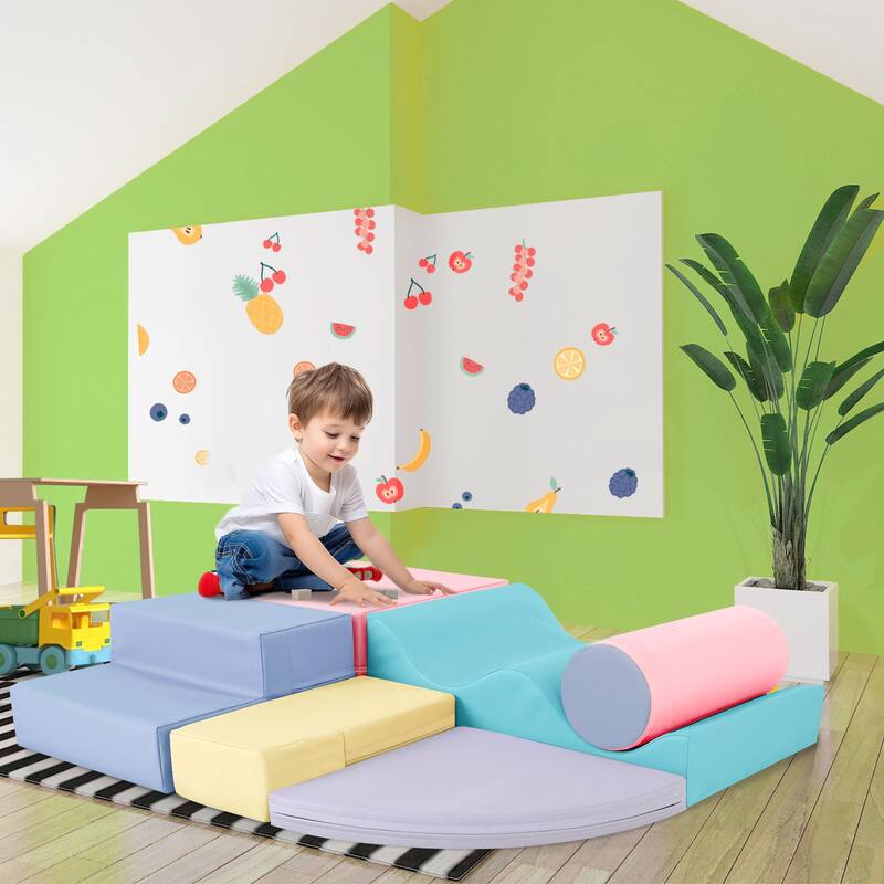 Soft Climb and Crawl Foam Playset 6 in 1,Play Equipment Climb and Crawl Playground,Kids Crawling and Climbing Play Structure