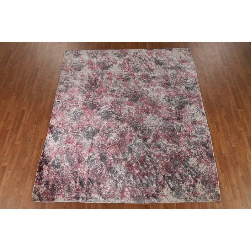 Modern Abstract Indian Rug Hand-Knotted Wool Carpet - 8'2"x 9'9"