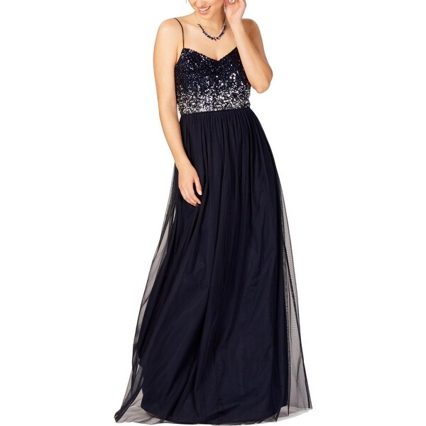 Adrianna Papell Womens Evening Dress Sequined Party