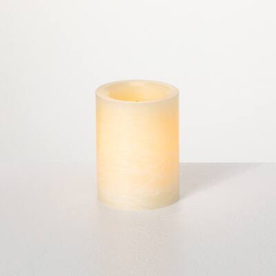 4" Off-White Frosted Candle LED Pillar