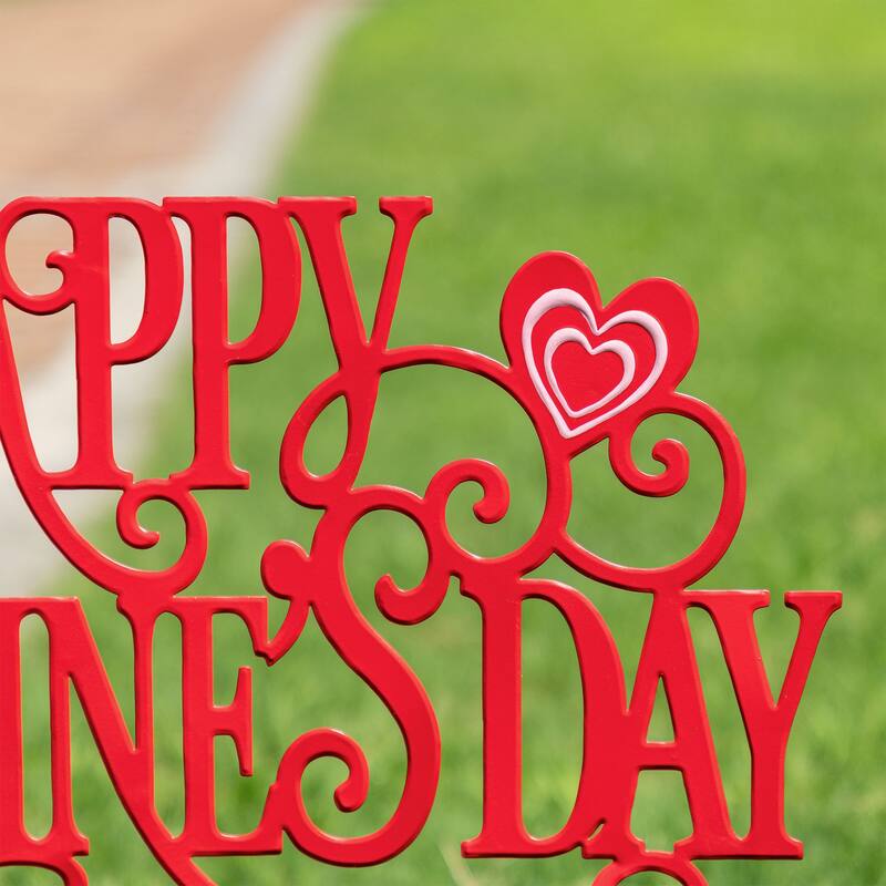 Glitzhome 23.25"H Metal Happy Valentine's Day Yard Stake