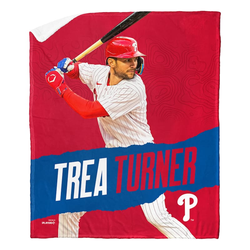 MLB Player Philadelphia Phillies Trea Turner Silk Touch Sherpa Throw