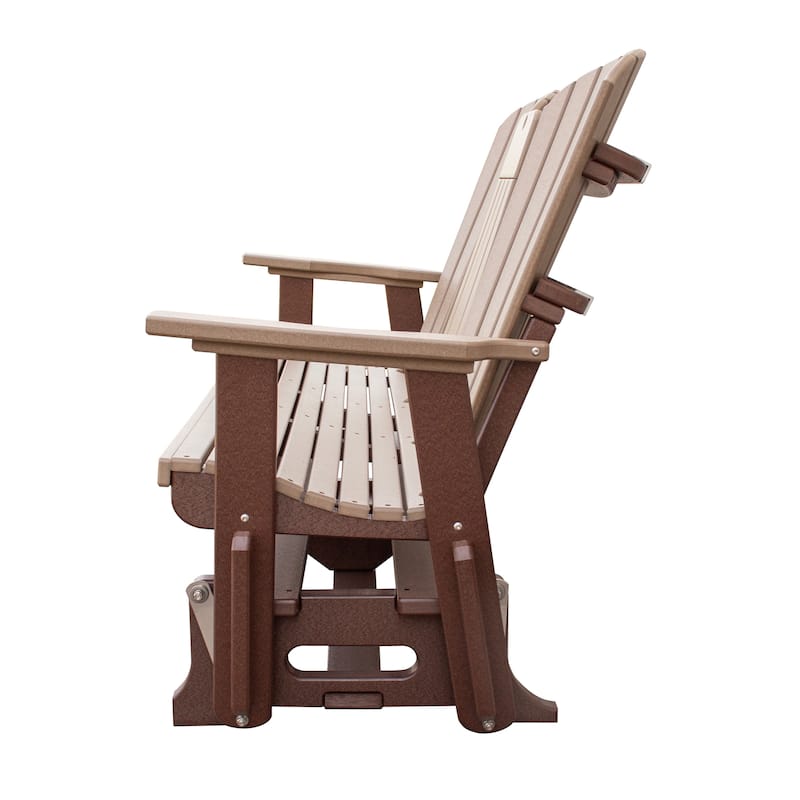 American Furniture Classics Two Seat Fan Back Glider with Drop Down Table/Cup Holder - N/A